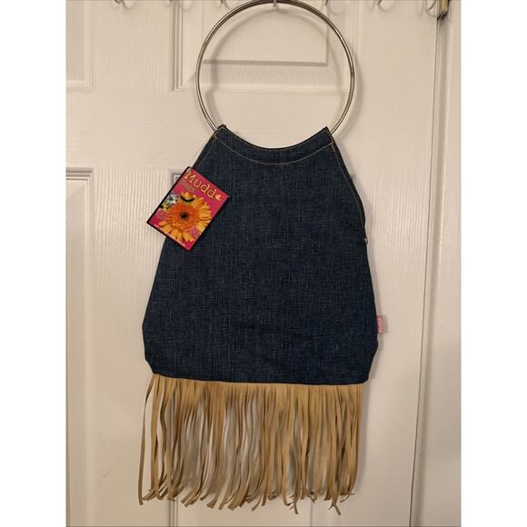 VTG 90’s Y2K Teen Tween Embroidered Denim Mudd Bagz tassel fringe handbag purse - Picture 2 of 14
